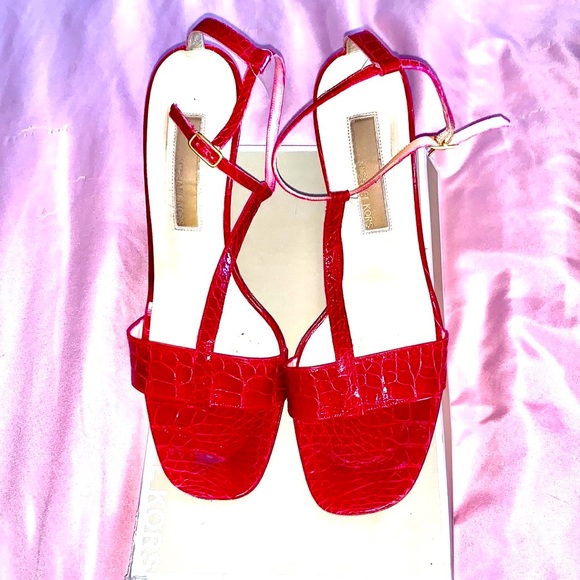 Michael Kors Shoes - Michael Kors raspberry color ,T crocodile Sandals